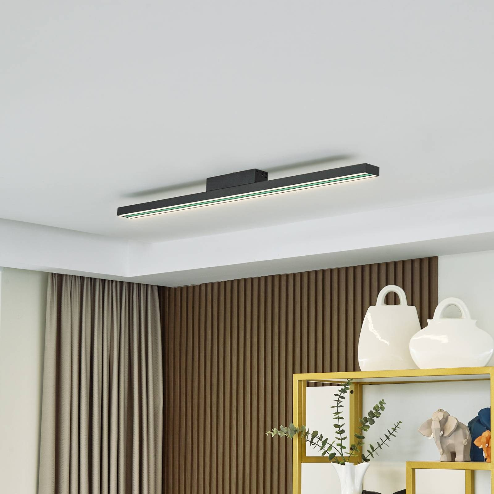 Lucande Deckenleuchten Leicy, LED, Metall, Schwarz Farbwechsel RGB + weiß IP20 mit Fernbedienung, 1 x 19 W LED + 3 W RGB, Farbwechsel RGB + weiß