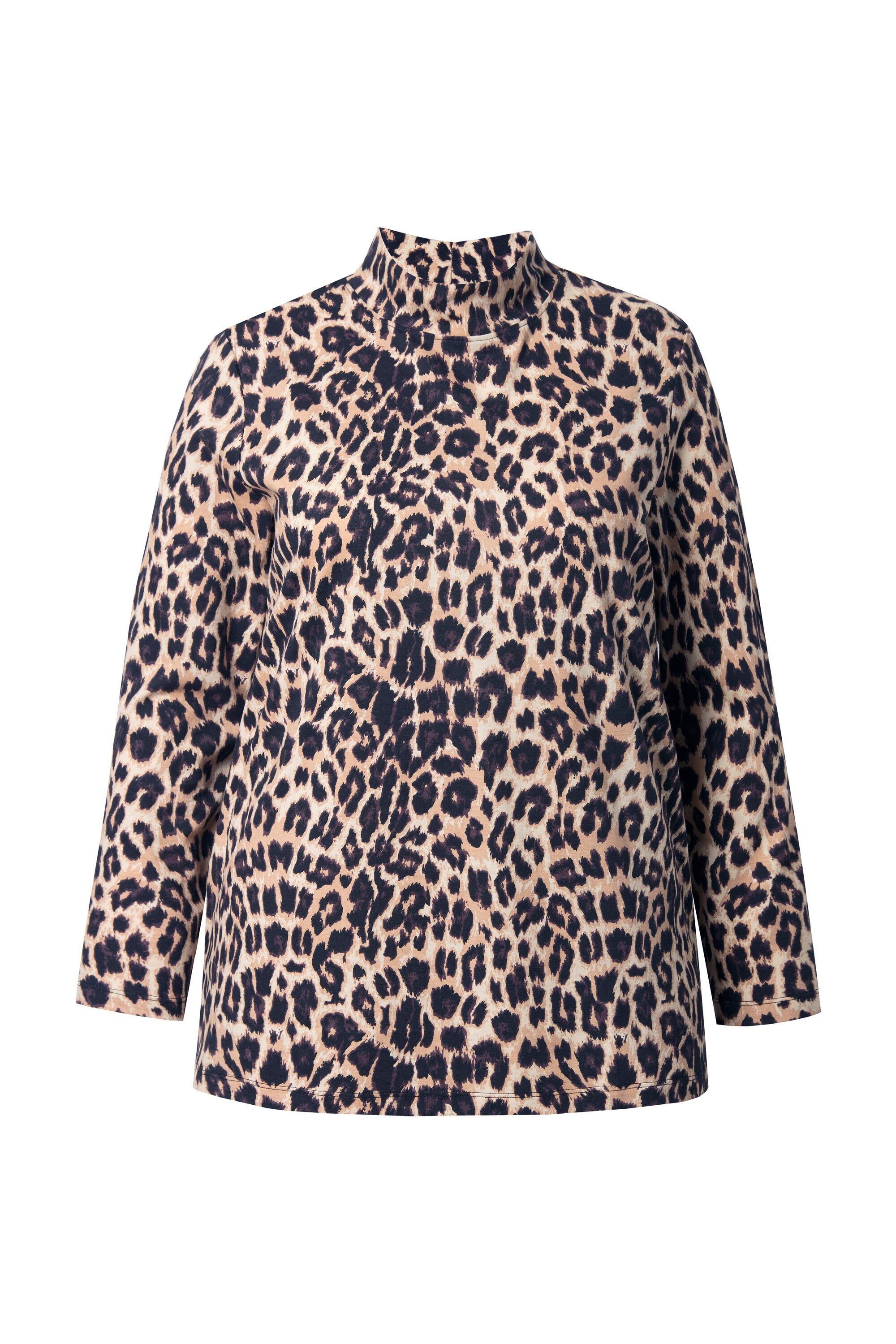MIAMODA Longsleeve T-Shirt Komfort Fit Leoparden-Print Stehkragen günstig online kaufen
