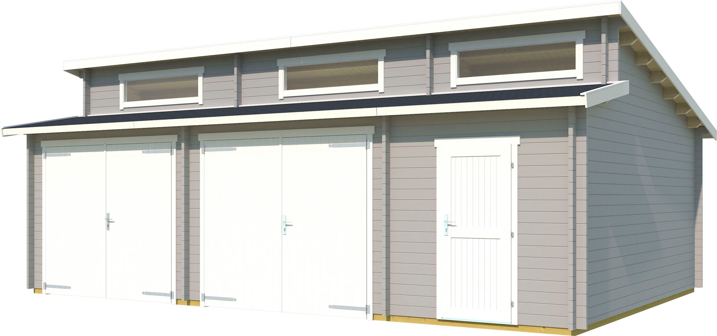 LASITA MAJA Garage Hawaii (Set, Für 2 Fahrzeuge geeignet), Garage + 2 Holztoren