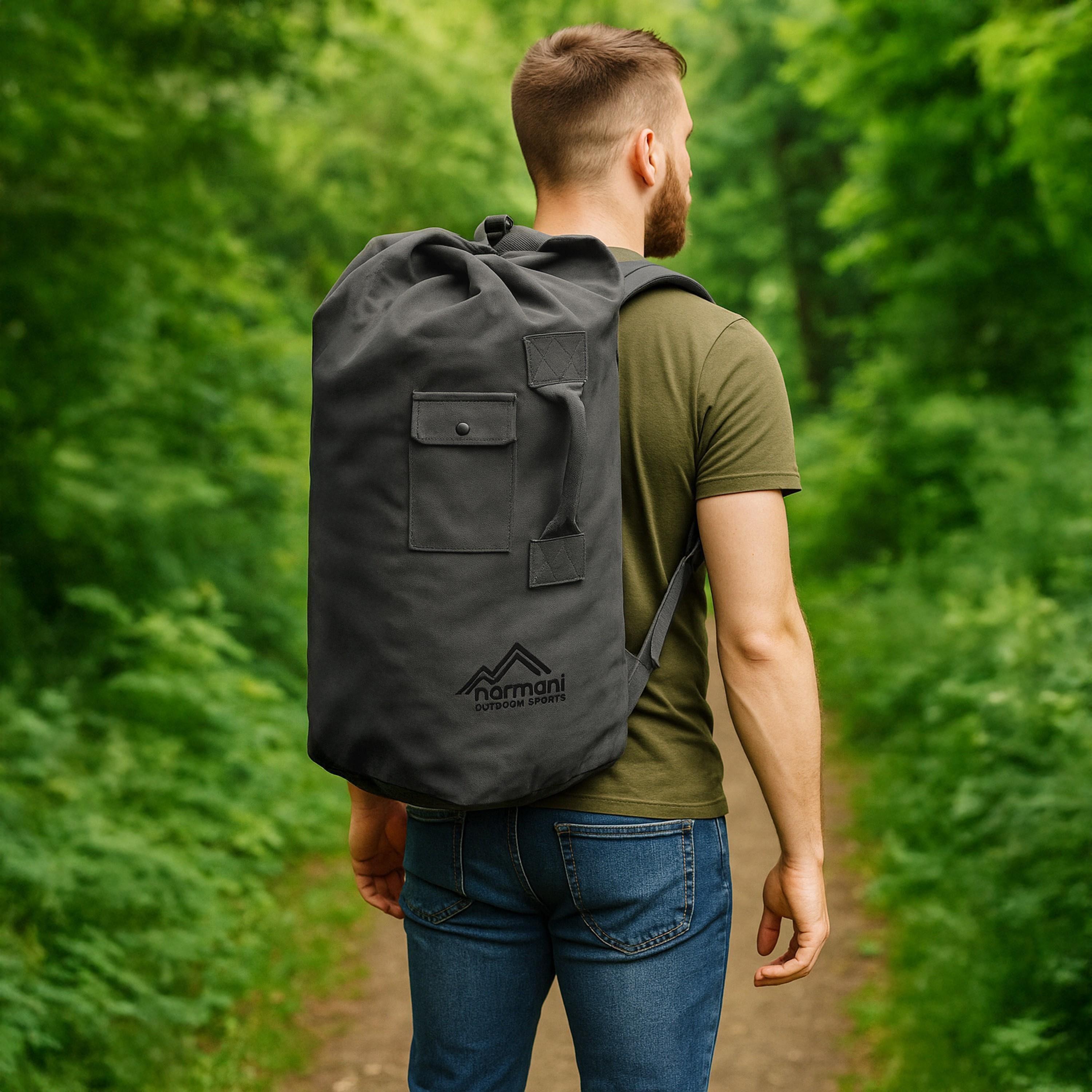 normani Packsack Canvas-Seesack 90 l Submariner 90, Duffle Bag Rucksack mit Doppelgurt und Metallverschluss – Bild 4 von 4