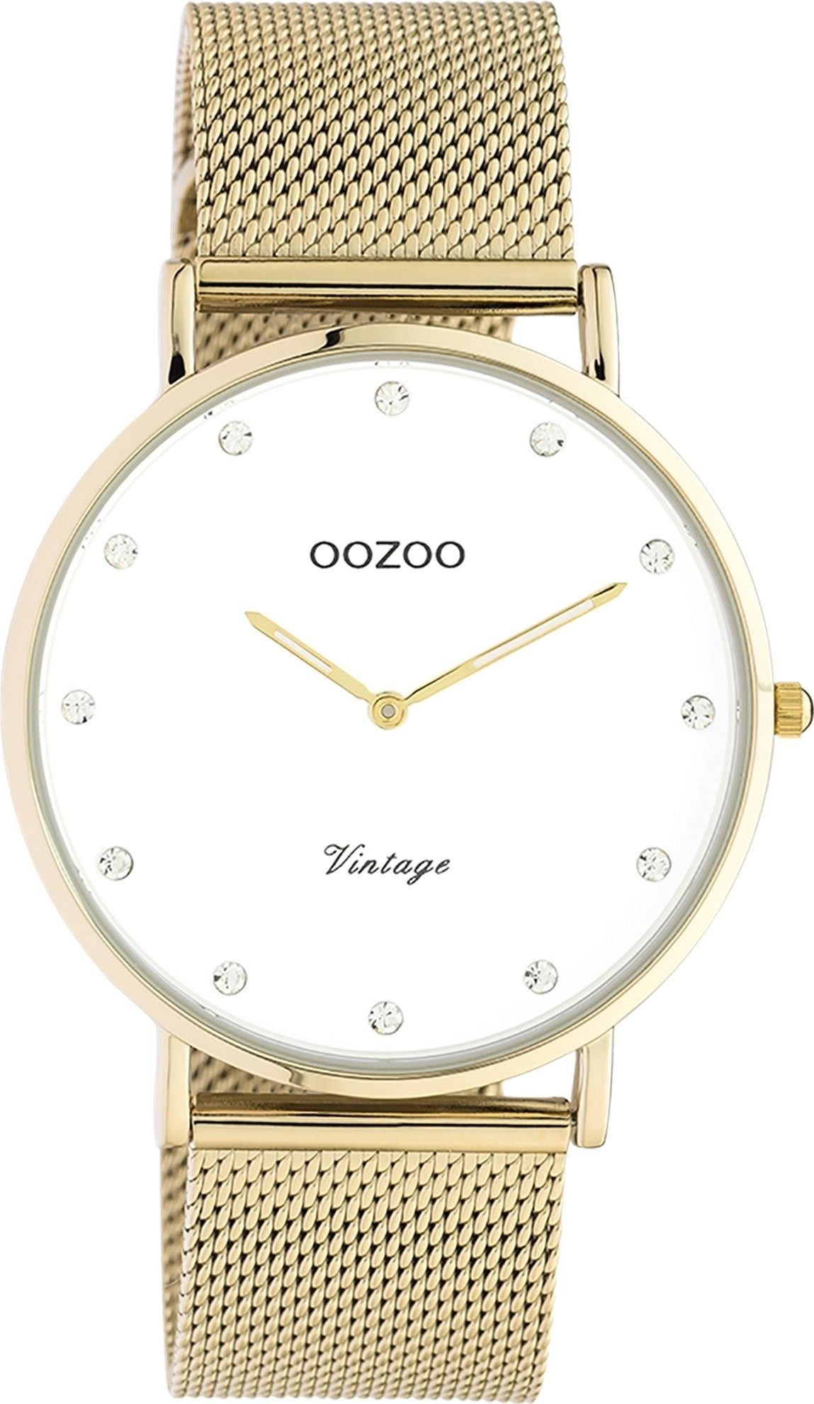 OOZOO Quarzuhr Oozoo Unisex Armbanduhr gold Analog, (Analoguhr), Damen, Herrenuhr rund, groß (ca. 40mm) Edelstahlarmband, Elegant-Style