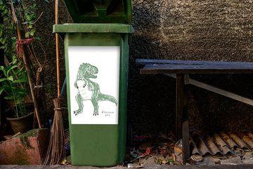 MuchoWow Wandsticker Kinderzimmer - Tyrannosaurus - Dinosaurier - Jungen - Mädchen - Kinder (1 St), Mülleimer-aufkleber, Mülltonne, Sticker, Container, Abfalbehälter
