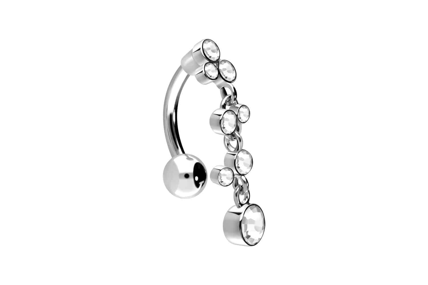 PIERCINGLINE Bauchnabelpiercing Titan Bananabell mit 925er Silber Design KRISTALLANHÄNGER (Bananabells, 1-tlg)