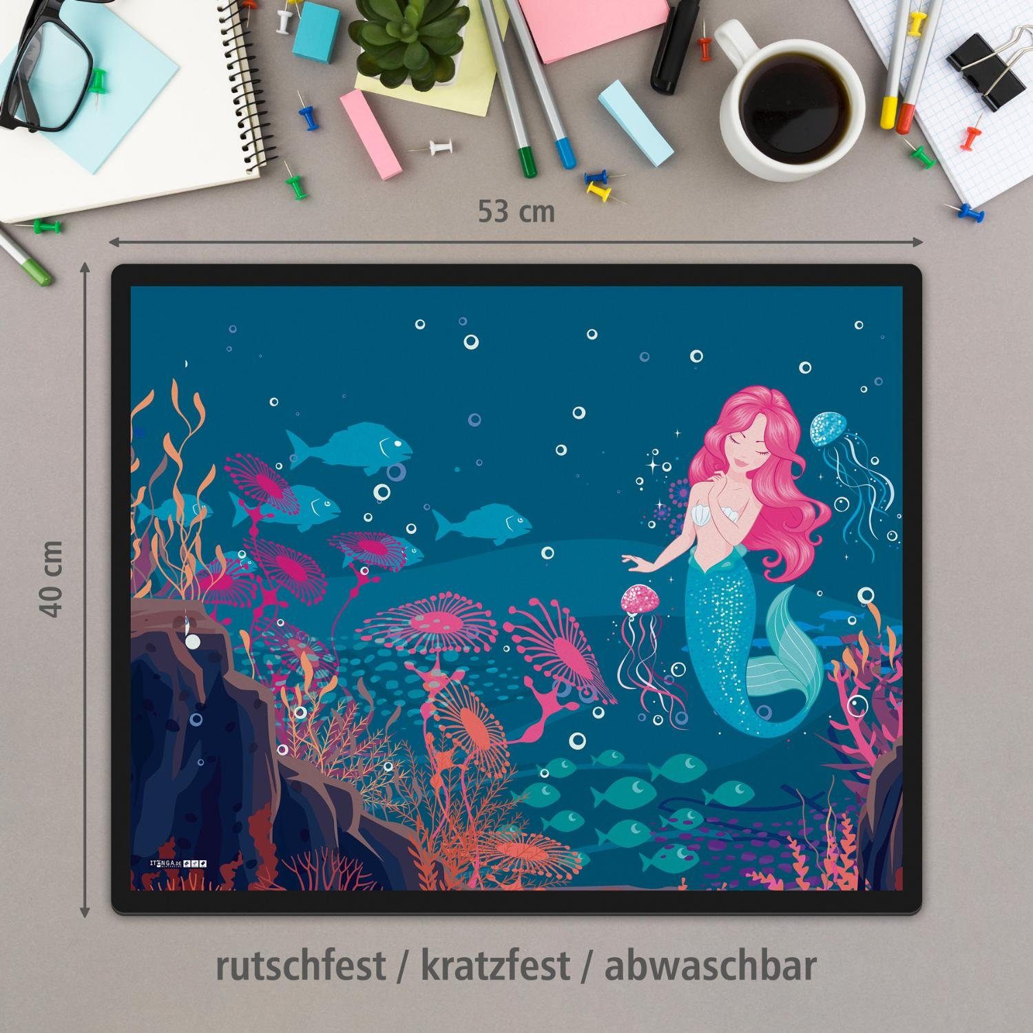 itenga Schreibtischunterlage itenga Schreibtischunterlage V1 mit Papierkorb und Stifteköcher eckig