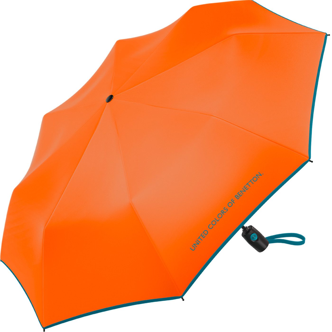 United Colors of Benetton Taschenregenschirm für Damen Up & Down mit Auf-Zu-Automatik FS 2026, praktisch, leicht, mit farbigem Einfassband