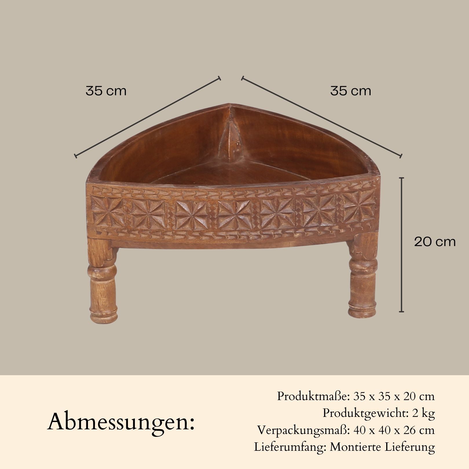 Marrakesch Orient & Mediterran Interior Beistelltisch Boho Beistelltisch Acheron modern aus Mangoholz Tisch massiv 35 cm (1-St), Handarbeit