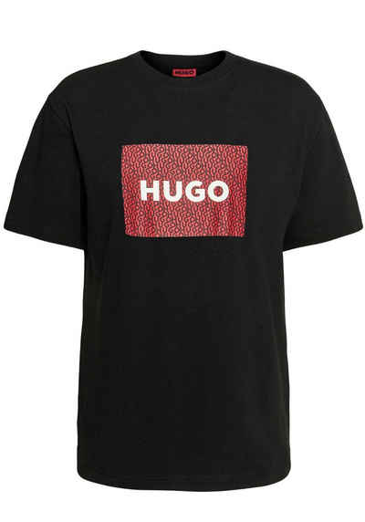 HUGO T-Shirt Hugo Boss Herren Langarm Shirt Dulive Logo Print auf der Brust