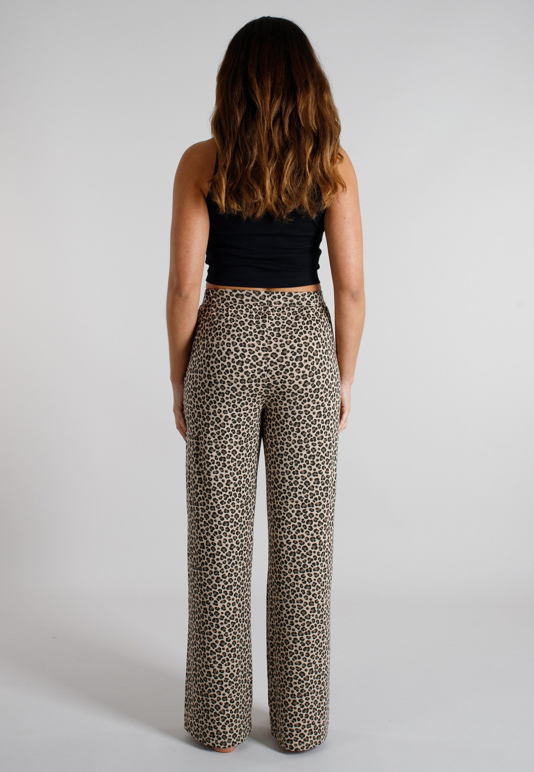 TOM TAILOR Schlafhose TOM TAILOR Damen Lange-Hose braun bedruckt (1-tlg)
