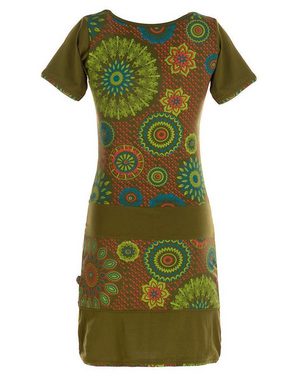 Vishes Sommerkleid Kurzarm Damen Sommer-Kleid Mini-Kleid Tunika-Kleid T-Shirtkleid Guru, Hippie, Ethno Style