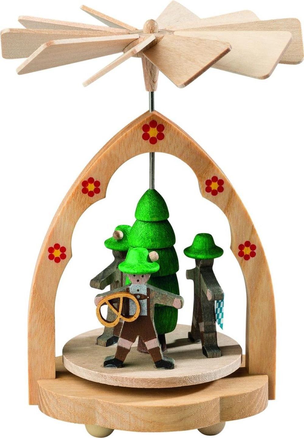 Richard Glaesser Weihnachtspyramide Wärmespiel Bayern, Höhe 11 cm, Handwerkskunst original Erzgebirge