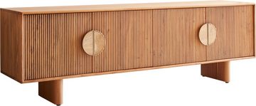 DELIFE Lowboard Surimu, Akazie Hellbraun 175 cm 4 Türen Kork-Griff Holzfüße Lowboard