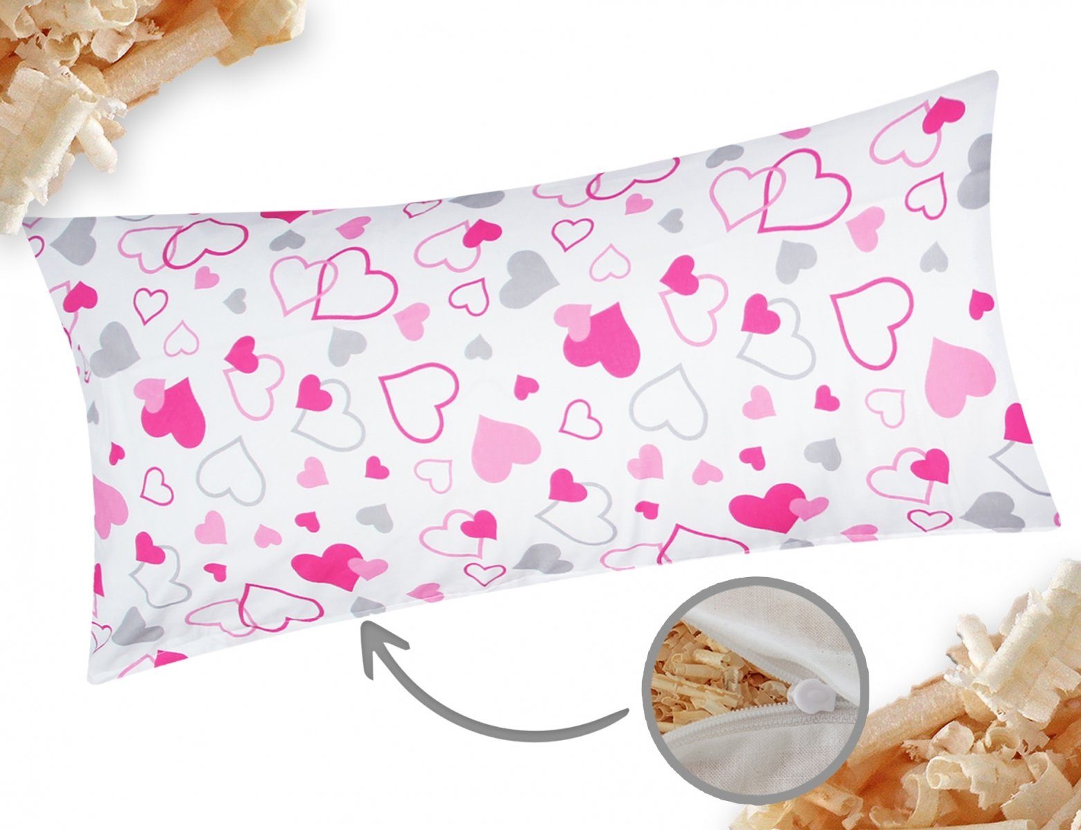 Heubergshop Zirbenkissen, 1-tlg., 40x80cm Gefüllt mit Zirben - Herzen klein und groß (Zirbe-550/1-40x80)