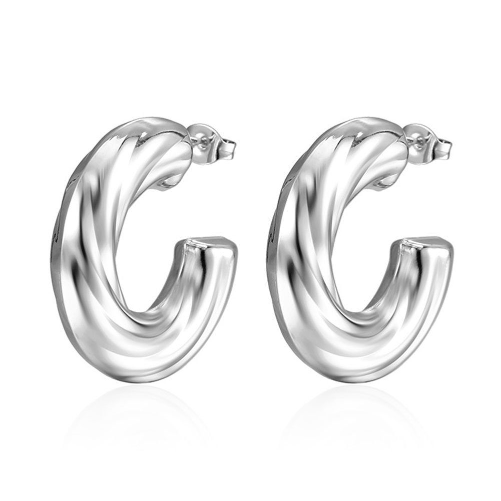 Hoop für Ohrringe Paar Silber Ohrhänger Frauen,18K Ohrringe plattiert,C-Hoops Gold GLAMO Gold
