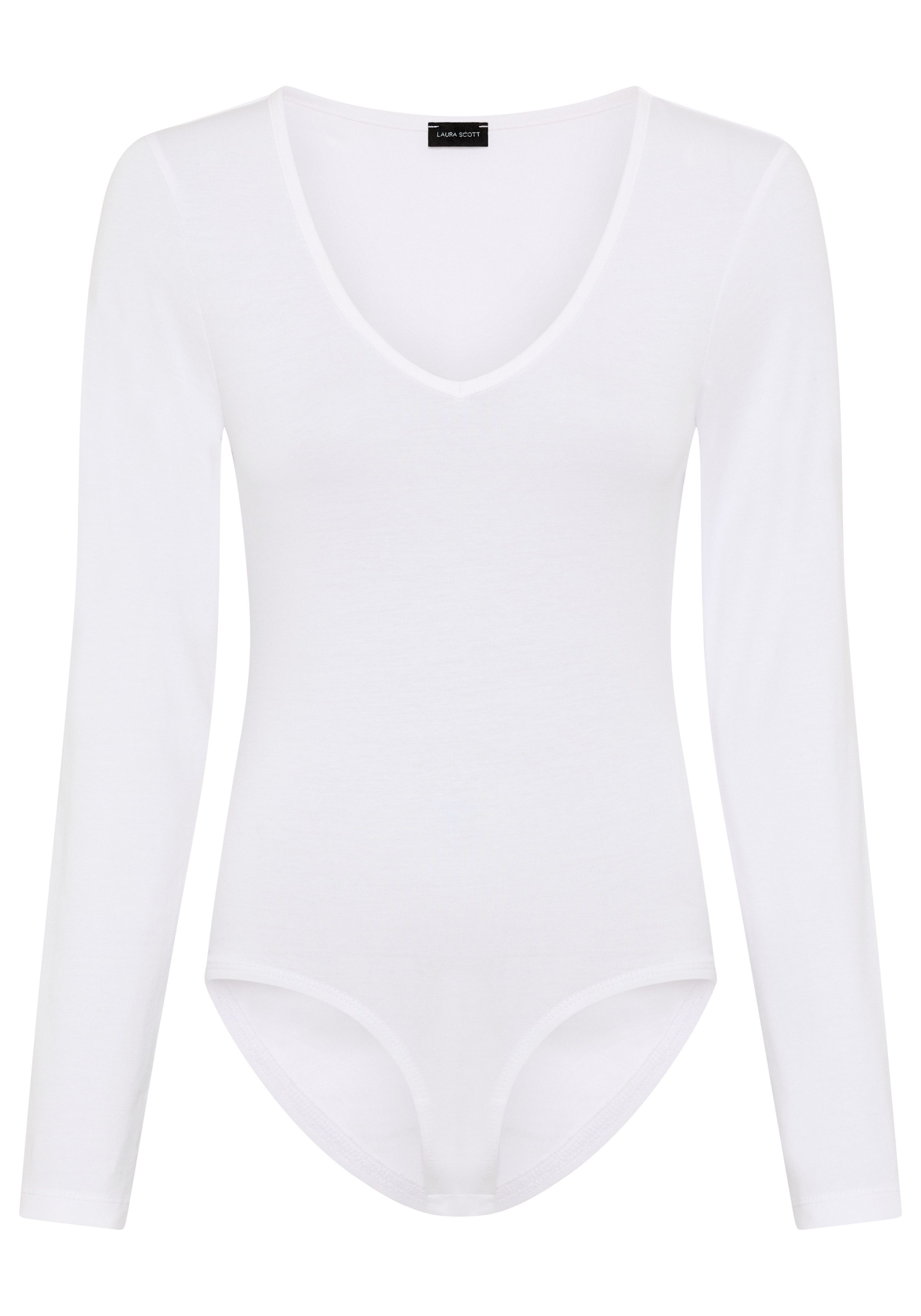 Laura Scott Langarmbody V-Ausschnitt, figurbetonte Passform, Basic Design