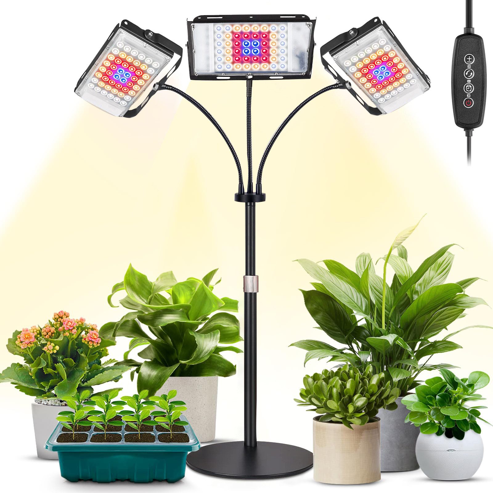Lapalife Pflanzenlampe LED Vollspektrum, Schreibtisch Pflanzenlicht, 6 dimmbare Stufen, Mit Timer, Höhenverstellbar, 360° Schwanenhals für Zimmerpflanzen