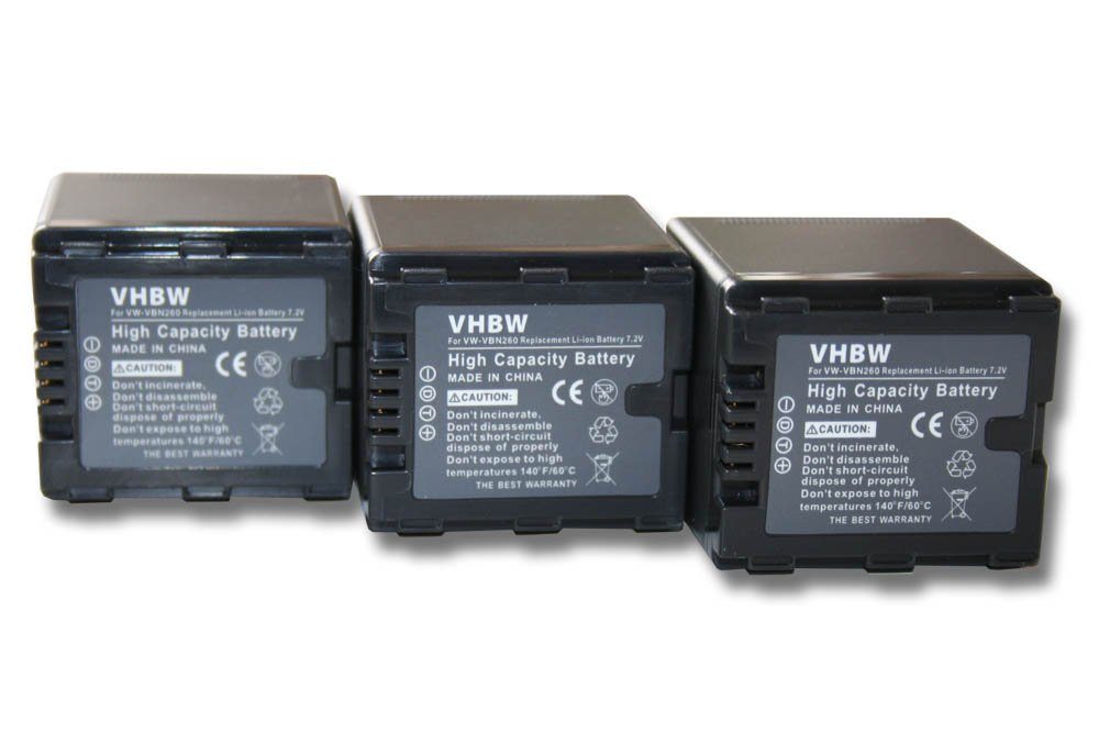 vhbw Ersatz für Panasonic VW-VBN260E-K, VW-VBN260E für Kamera-Akku Li-Ion 2200 mAh (7,2 V)