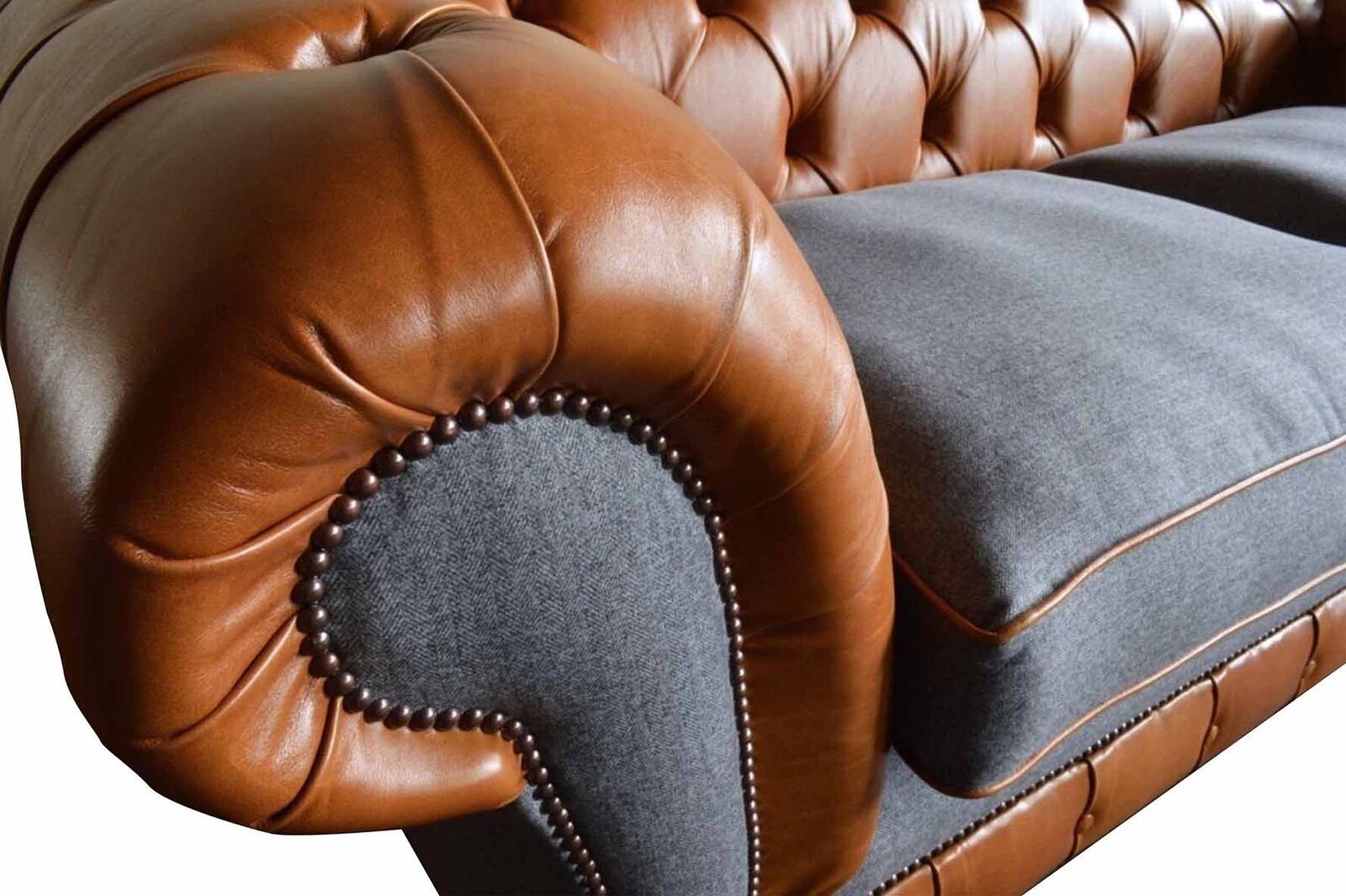 Sofas Sofa JVmoebel Luxus Made Neu, Chesterfield Polster Europe Sofa Sitzer Leder 3 in Textil Couch