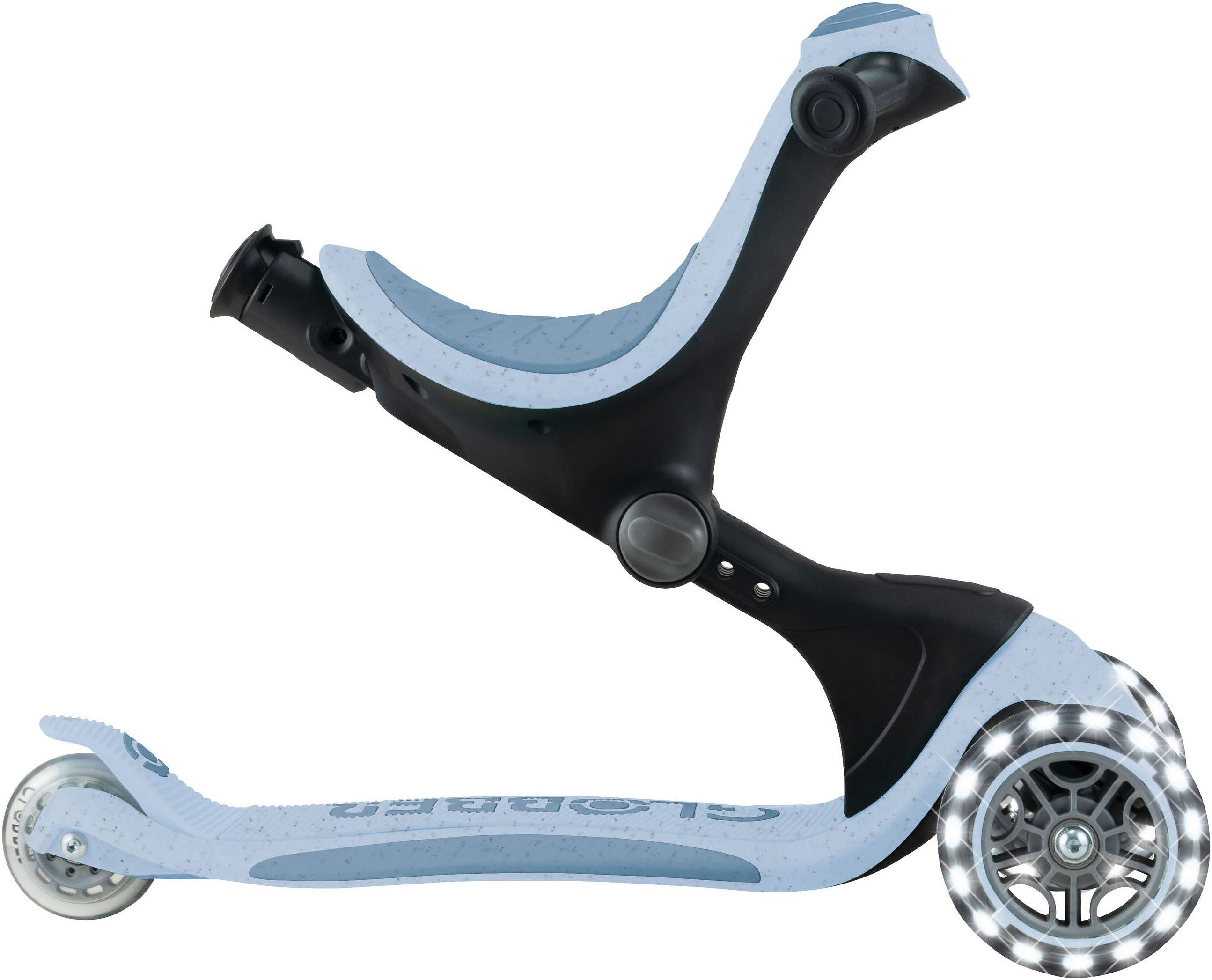 Globber Tretroller GO-UP DELUXE LIGHTS ECO 360, mit Leuchtrollen, Aufsitzrad mit Schubstange, Laufrad und Scooter