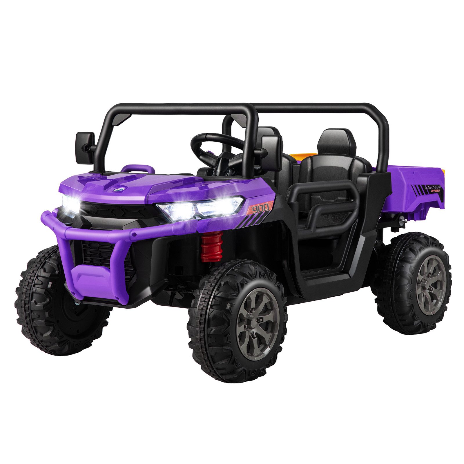 COSTWAY Elektro-Kinderauto 12V Kinderquad, 2 Sitzer Elektroauto, mit Musik, Hupe, 3-8 km/h