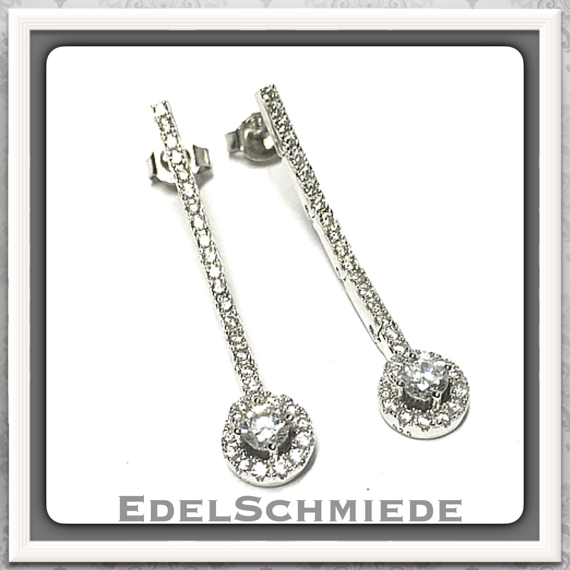 Ohrstecker-Set Edelschmiede925 edle Ohrhänger 925 Silber rhod mit Zirkonias
