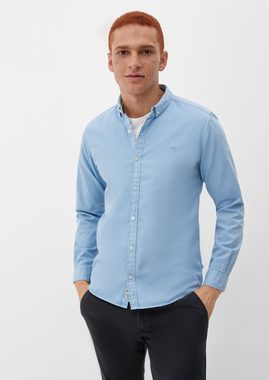 QS Langarmhemd Hemd mit Button-Down-Kragen Stickerei