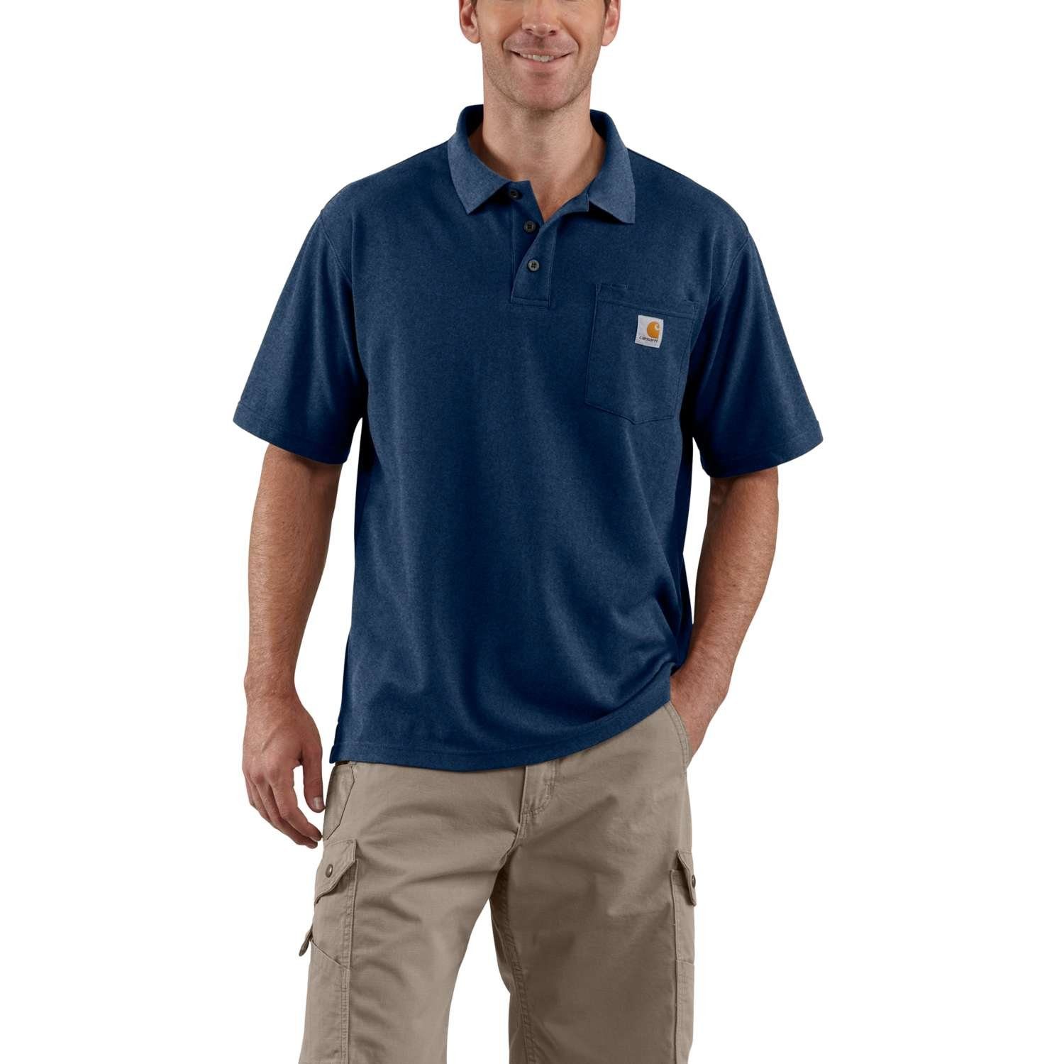 unvergleichbar Carhartt Poloshirt K570 Work BLUE DARK HEATHER Pocket COBALT