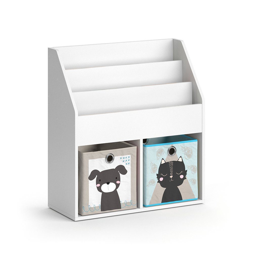 (matt) Bücherregal helles Spielzeugablage – Weiß LUIGI Weiß Türkis) + (Grau, Kinderregal Vicco Faltboxen