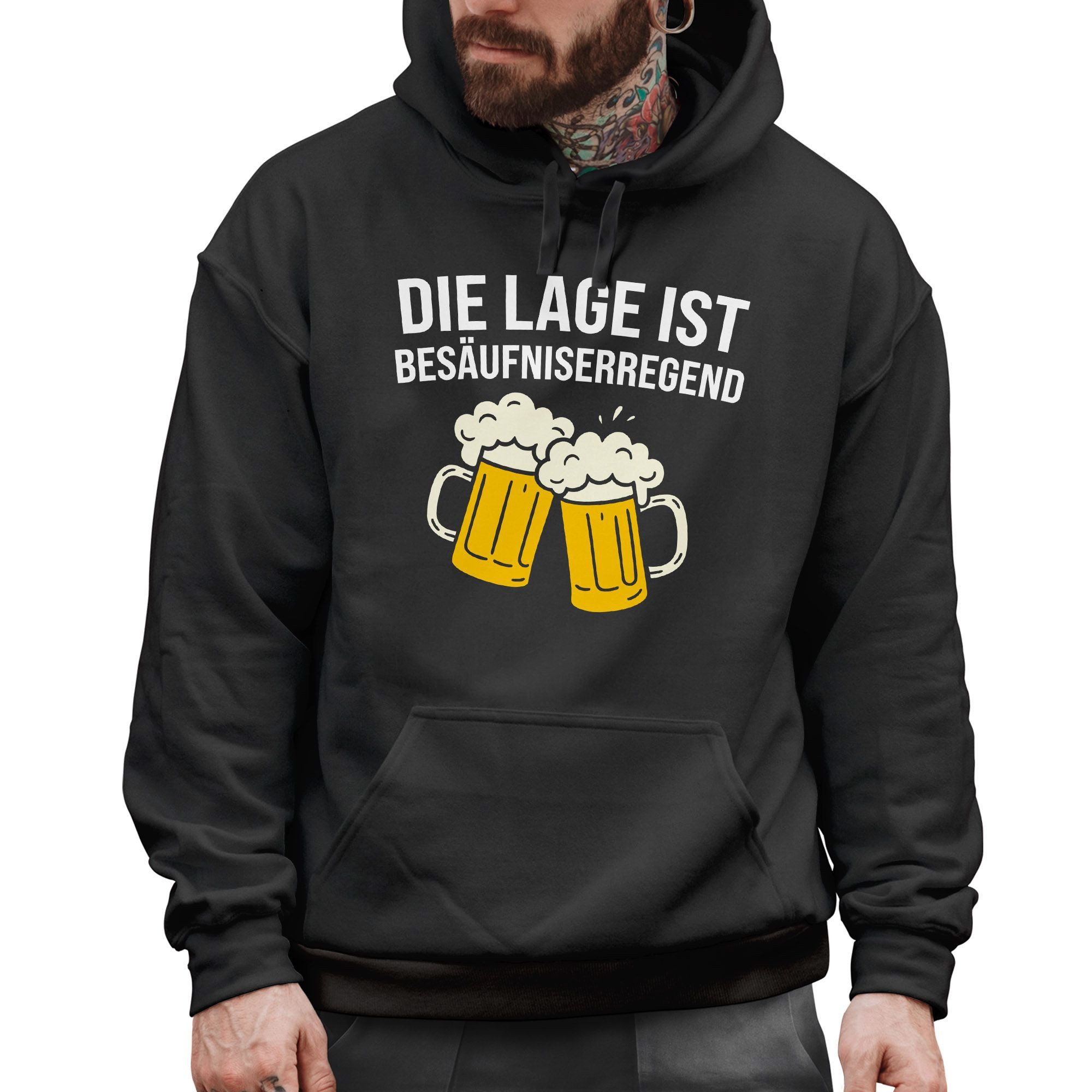 MoonWorks Hoodie Hoodie Herren für das Oktoberfest – Die Lage ist Besäufniserregend –