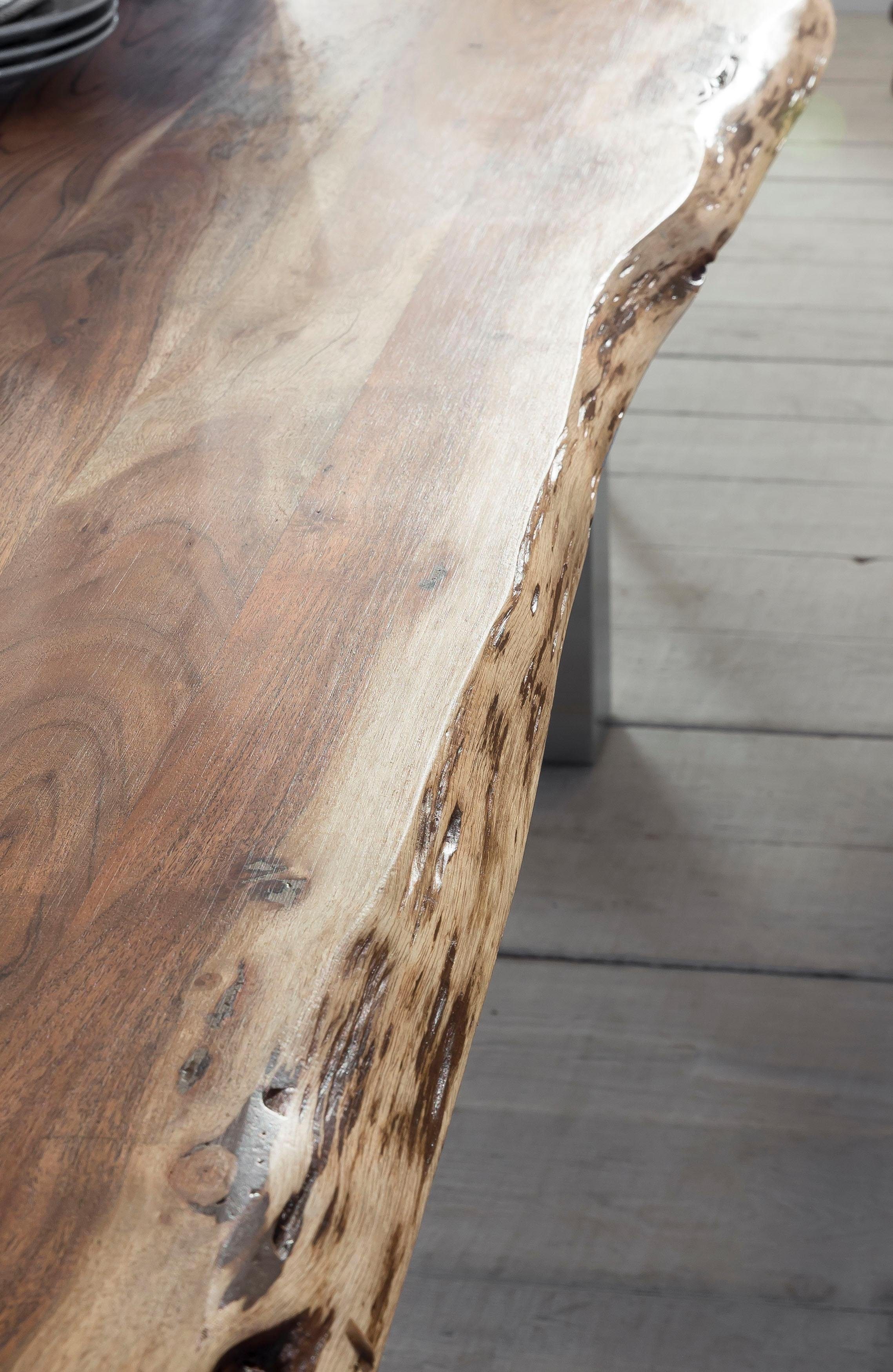 Home affaire Esstisch Manhattan, mit Baumkantenoptik und Gestell U-Form aus weißem Metall
