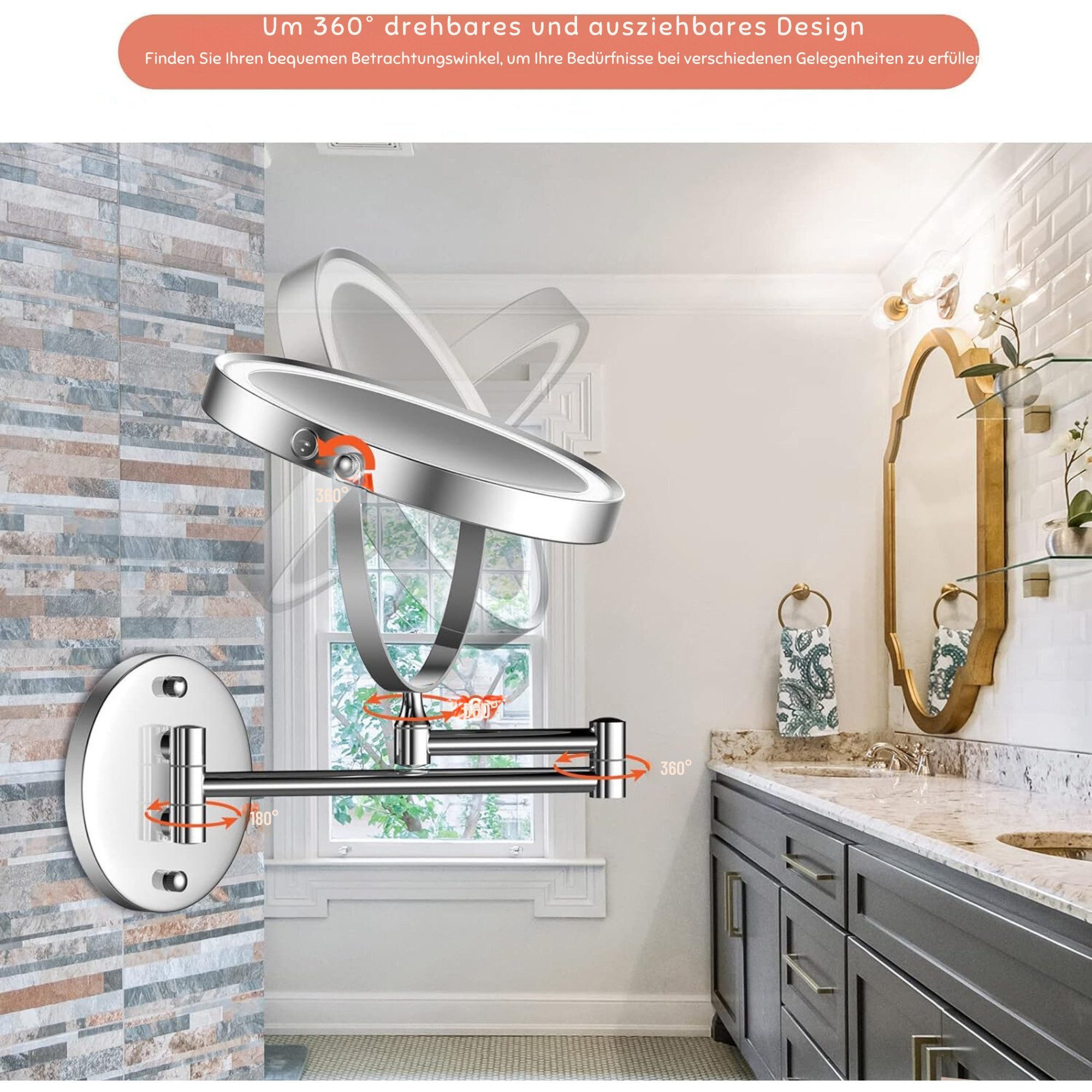 Vivitar Kosmetikspiegel Wiederaufladbarer beleuchteter Wand-Makeup-Spiegel, günstig online kaufen