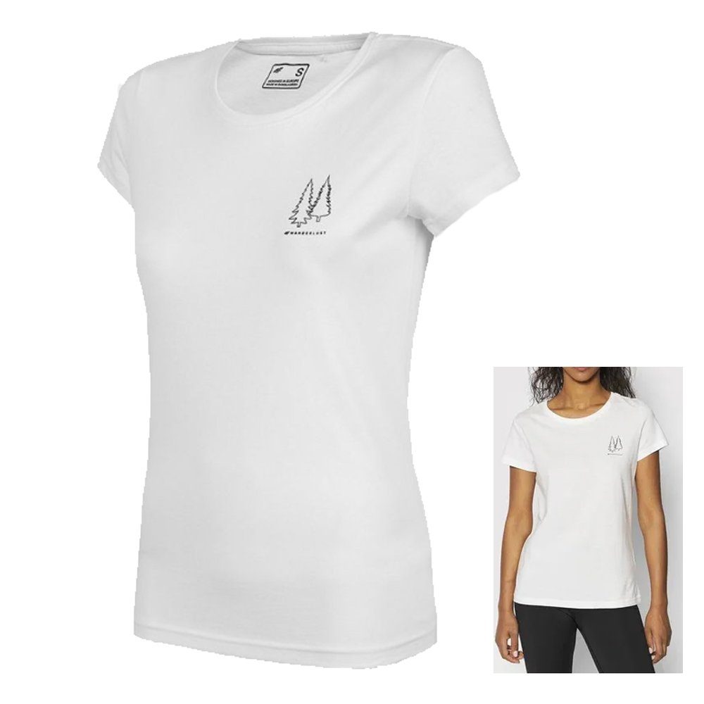 4F Kurzarmshirt 4F - Wanderlust Bio-Baumwolle, weiß Damen T-Shirt