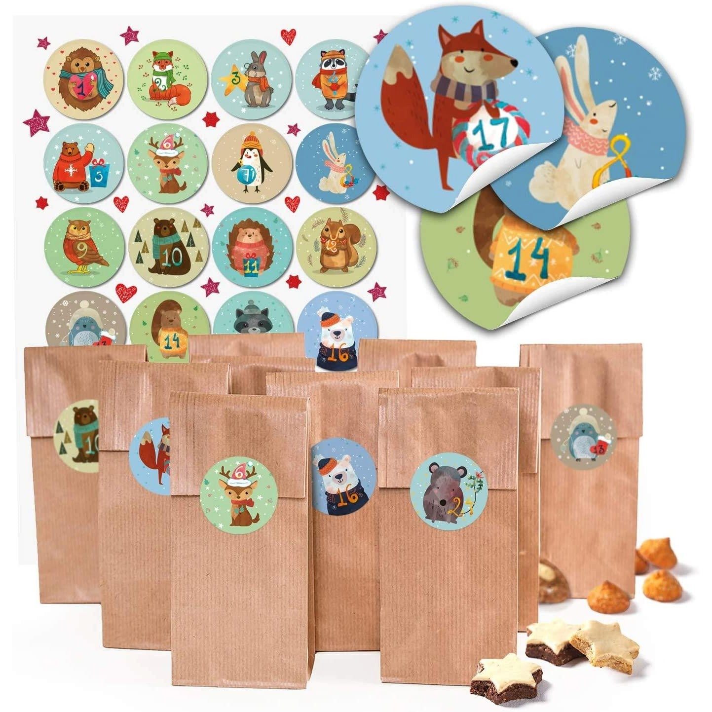 Logbuch-Verlag Dekofigur Set: 24 Adventskalendertüten Braun als Plätzchentü günstig online kaufen
