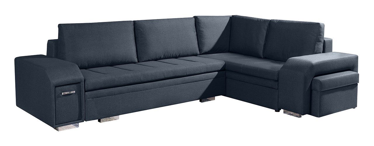 MÖBEL Sofa Inari - ALESSIO, Mit L-Form Dunkelblau Ecksofa Wohnlandschaft MKS Schlaffunktion