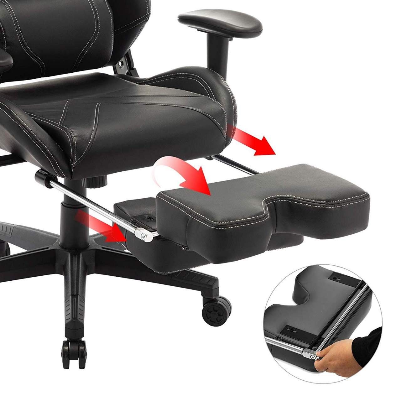Woltu Gaming-Stuhl (1 St), Armlehne höhenverstellbar schwarz verstellbar, Kunstleder