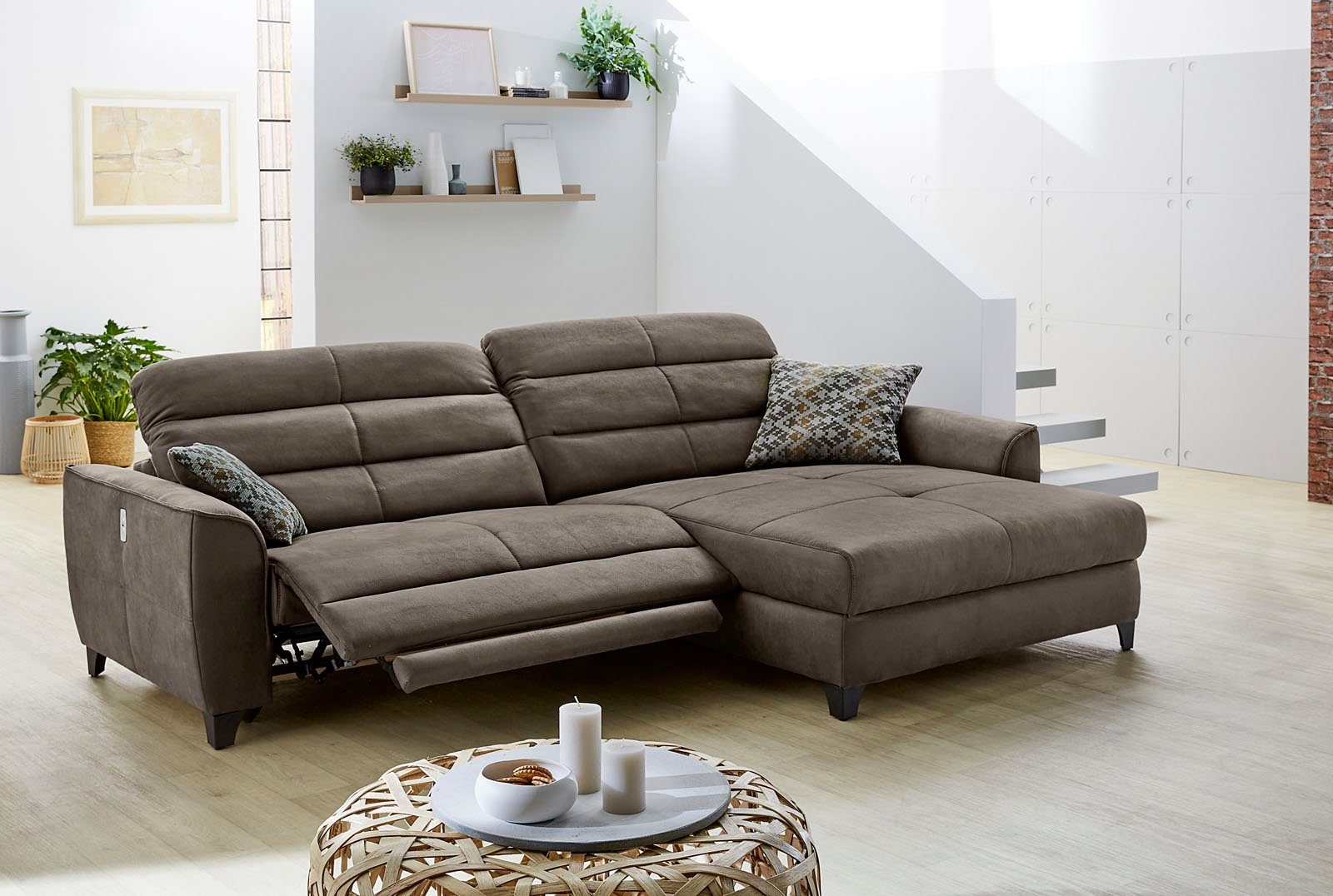 Jockenhöfer Gruppe Ecksofa 120cm One, breiten, 2x Relaxfunktionen mit Double elektromotorischen