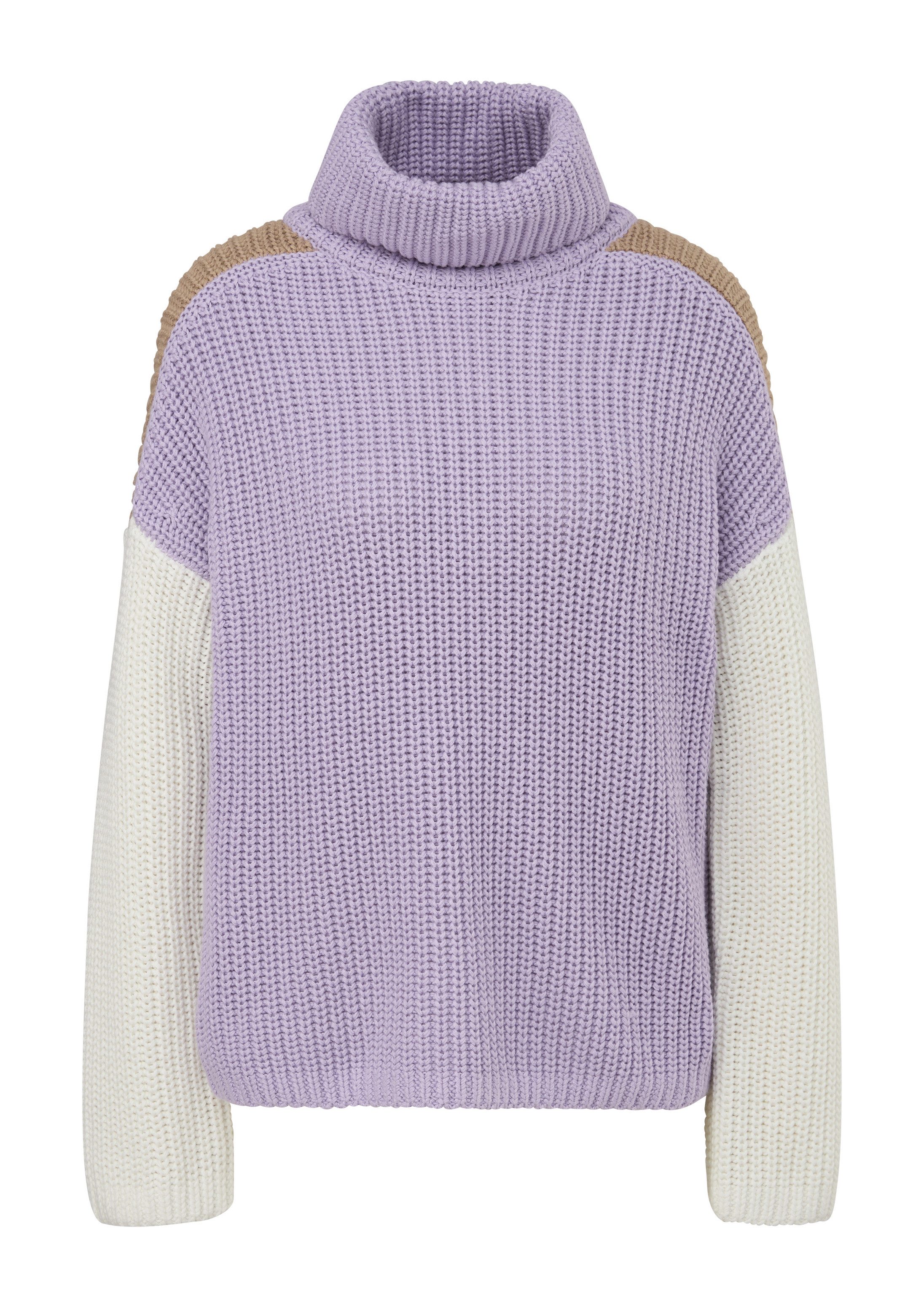 comma Longpullover Strickpullover Rippstrickpullover mit Label-Patch