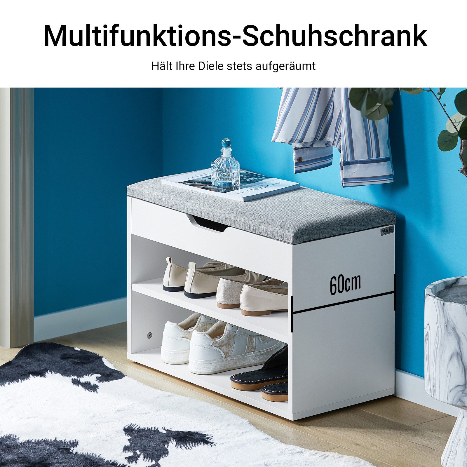 SoBuy Schuhbank FSR25, Schuhregal mit gepolstertem Kissen, Schuhorganizer, günstig online kaufen