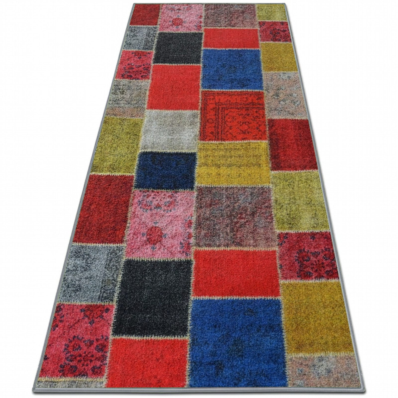 Floordirekt Läufer Monsano, Teppichläufer erhältlich in 2 Farben & vielen Größen, rechteckig, Höhe: 7 mm, Patchwork-Design