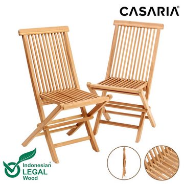 Casaria Gartenstuhl Cantaria (2 St), Terrassenstuhl Cantaria 2er Set Klappbar Teak Holz SVLK Zertifiziert