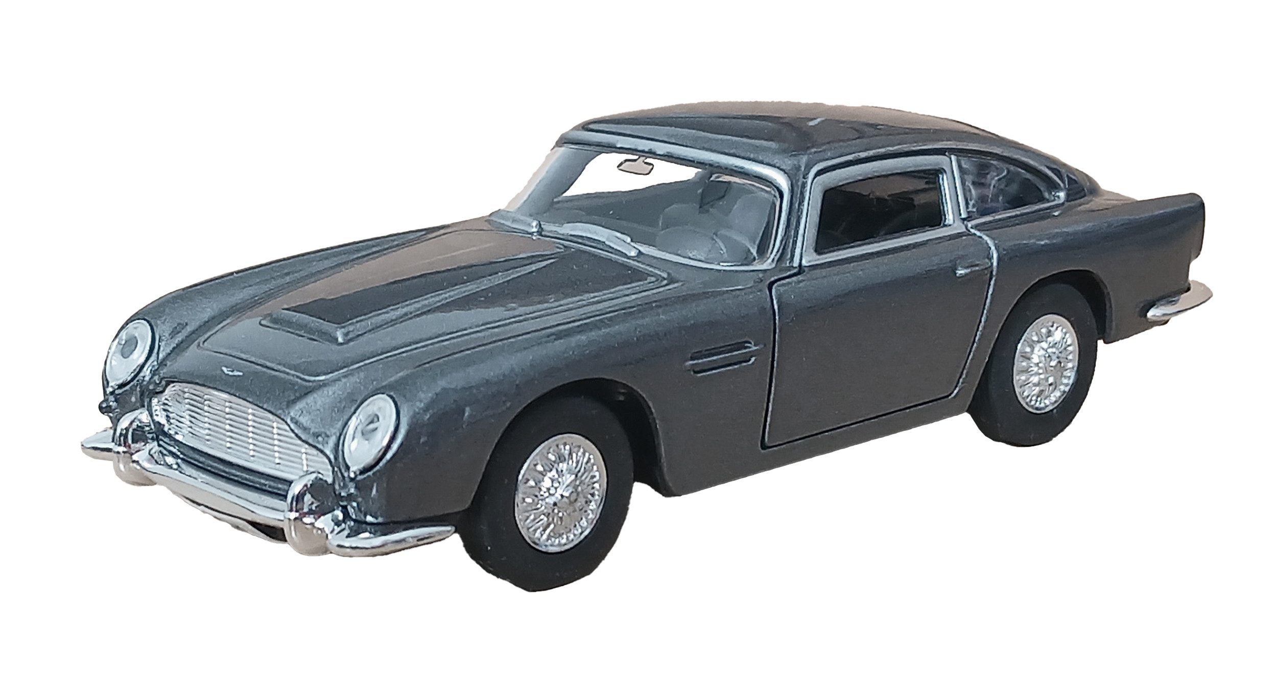 Welly Modellauto ASTON MARTIN DB5 1964 Modellauto 12cm aus Metall 02 (Grau-Metallic), mit Rückzugmotor Modell Auto Spielzeugauto Spielzeug