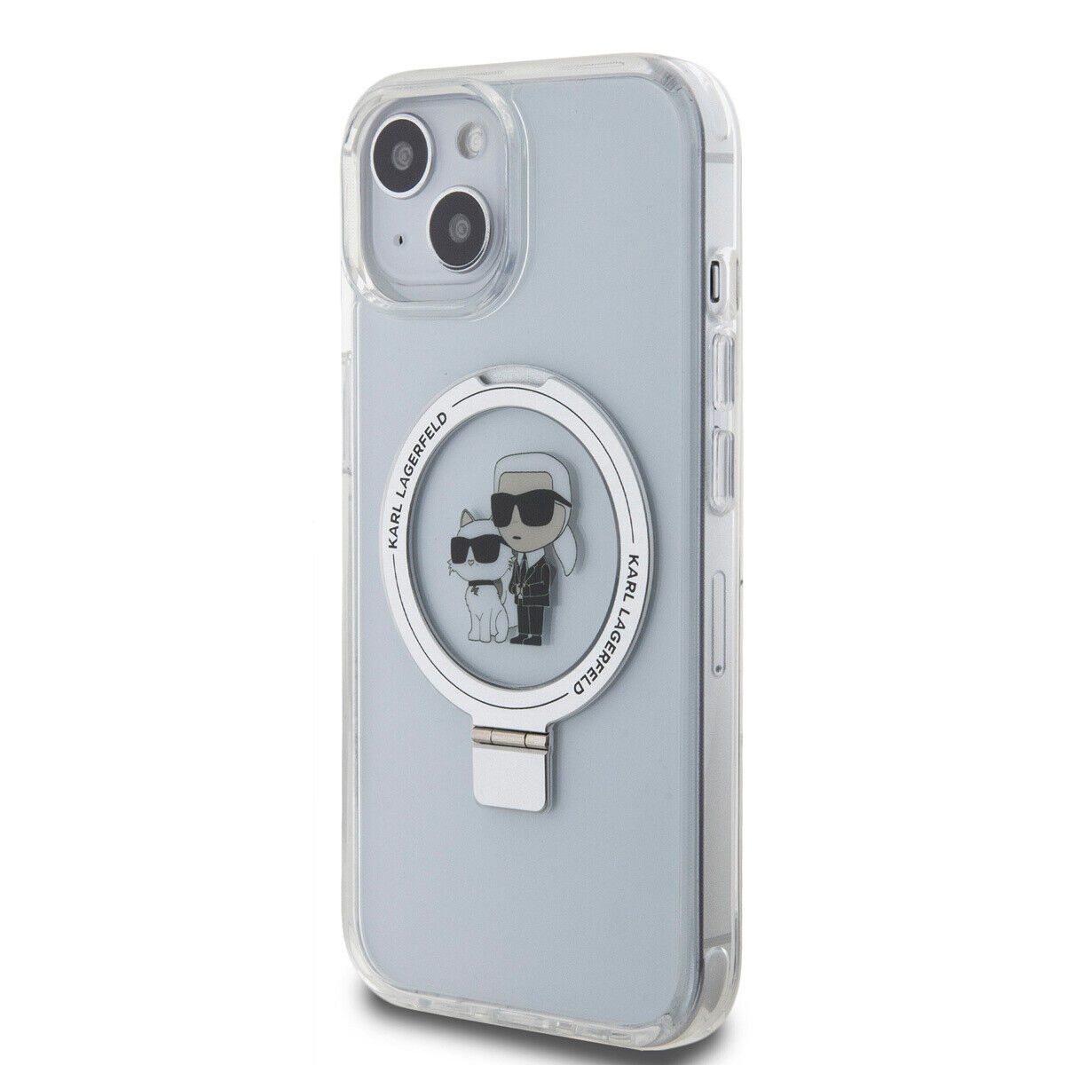 KARL LAGERFELD Handyhülle Hardcase Cover iPhone 15 MagSafe aufstellbar transparent 6,1 Zoll, Kantenschutz