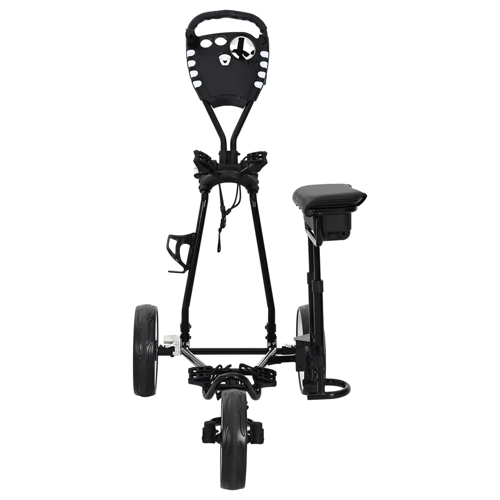 vidaXL Golftrolley Golf-Trolley mit Sitz Schwarz und Weiß Eisen Klappbar, (1-St)