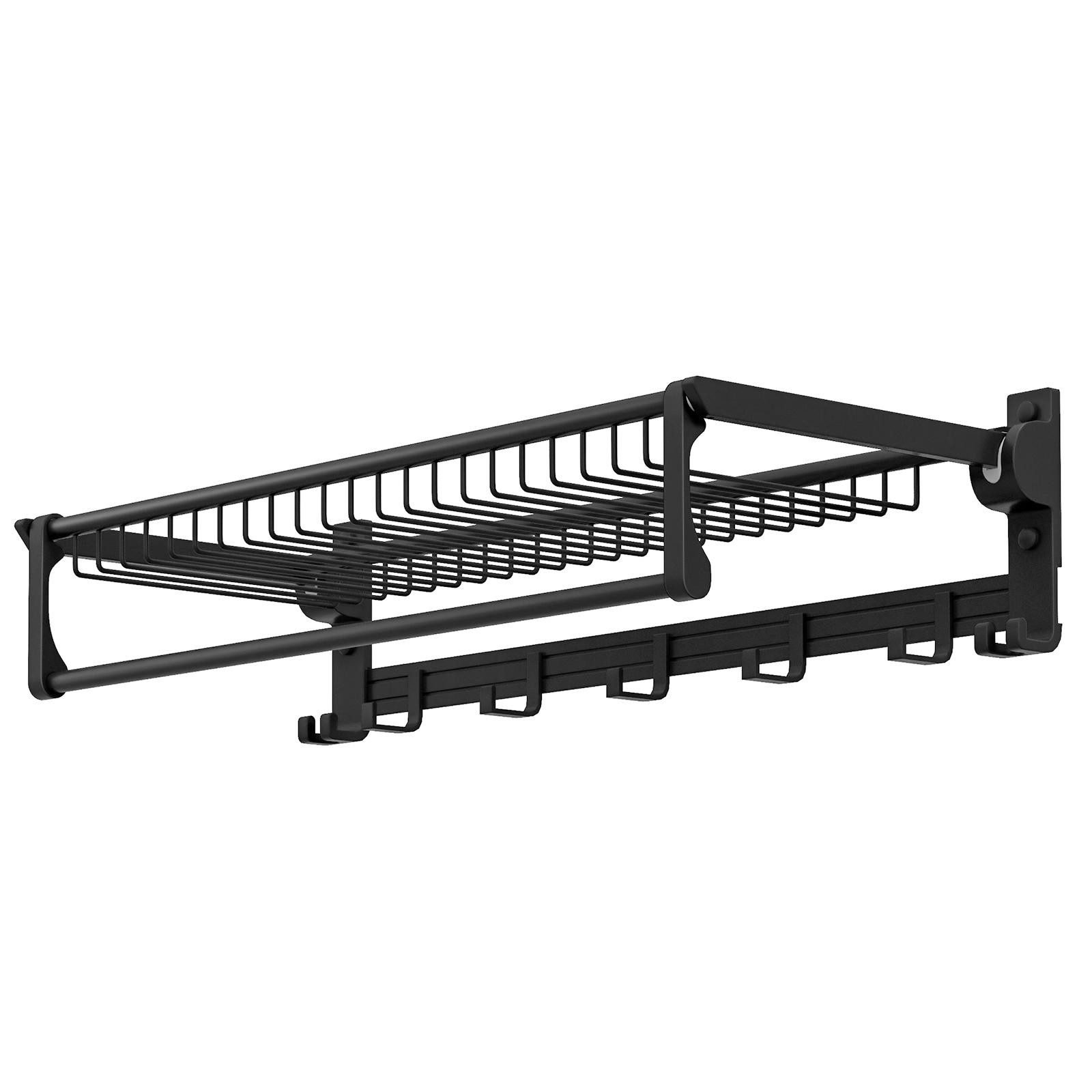 KOMFOTTEU Handtuchhalter, mit 9 Handtuchhaken & Regal, 59,5 x 26 x 14 cm günstig online kaufen