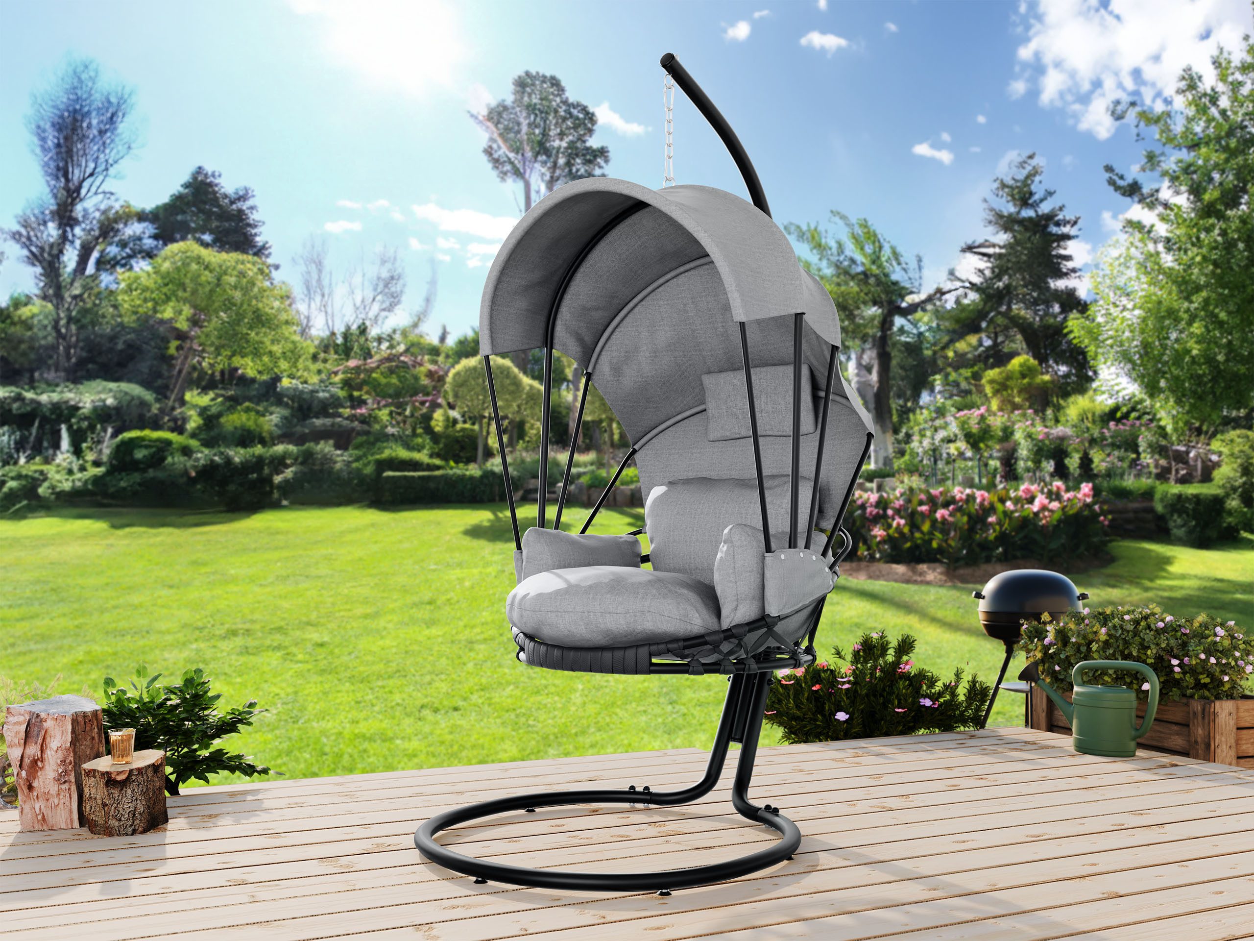 MIRJAN24 Hängesessel Waleris, mit Gestell und Kissen, Indoor & Outdoor, Rückenkissen