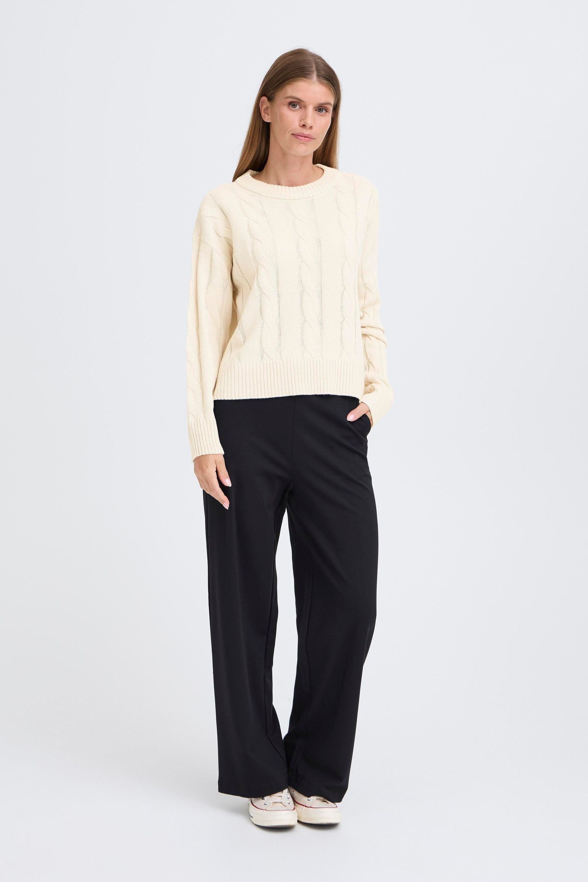OXMO Strickpullover OXKimni Kuscheliger Pullover mit Zopfmuster
