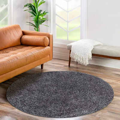 Hochflor-Teppich »City Shaggy«, Carpet City, rund, Höhe 30 mm, Teppich Einfarbig Uni, besonders flauschig-weich, ideal für Wohnzimmer & Schlafzimmer