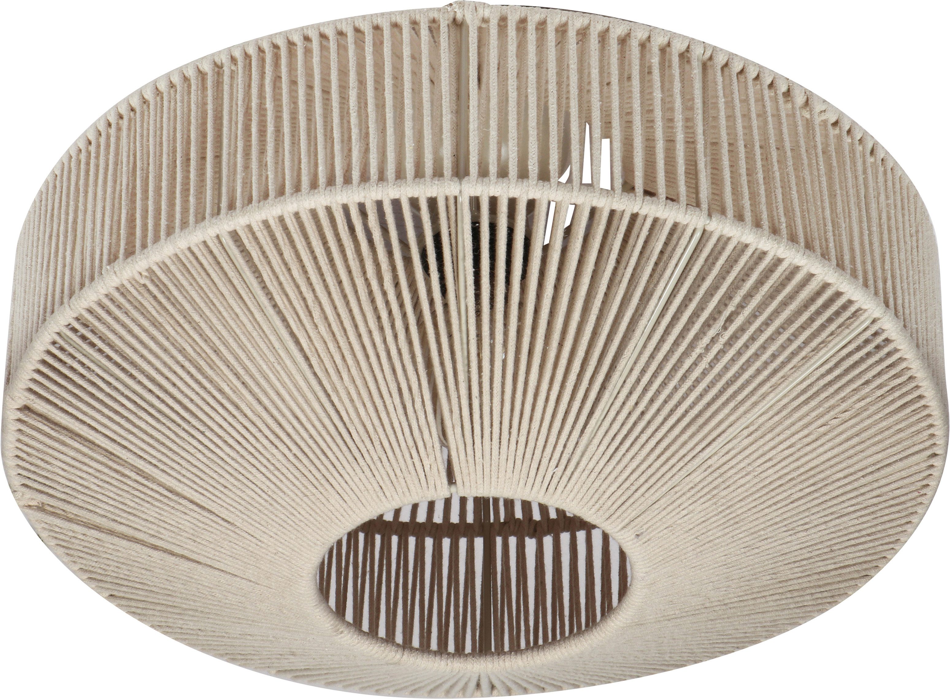 TRIO Leuchten Deckenleuchte SVEA, Deckenlampe beige aus Baumwolle im Boho-Look Ø 46cm Höhe 31 cm, Leuchtmittel wechselbar, warmweiß - kaltweiß, Deckenleuchte Schlafzimmer / Wohnzimmer exkl 1x E27 max 10W