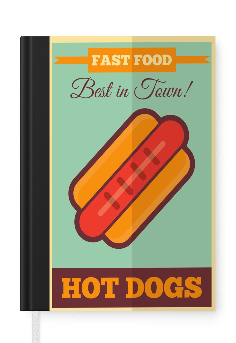 MuchoWow Notizbuch Hot Dogs - Fast Food - Vintage - Mancave - Das Beste der Stadt!, Journal, Merkzettel, Tagebuch, Notizheft, A5, 98 Seiten, Haushaltsbuch | Notizbücher