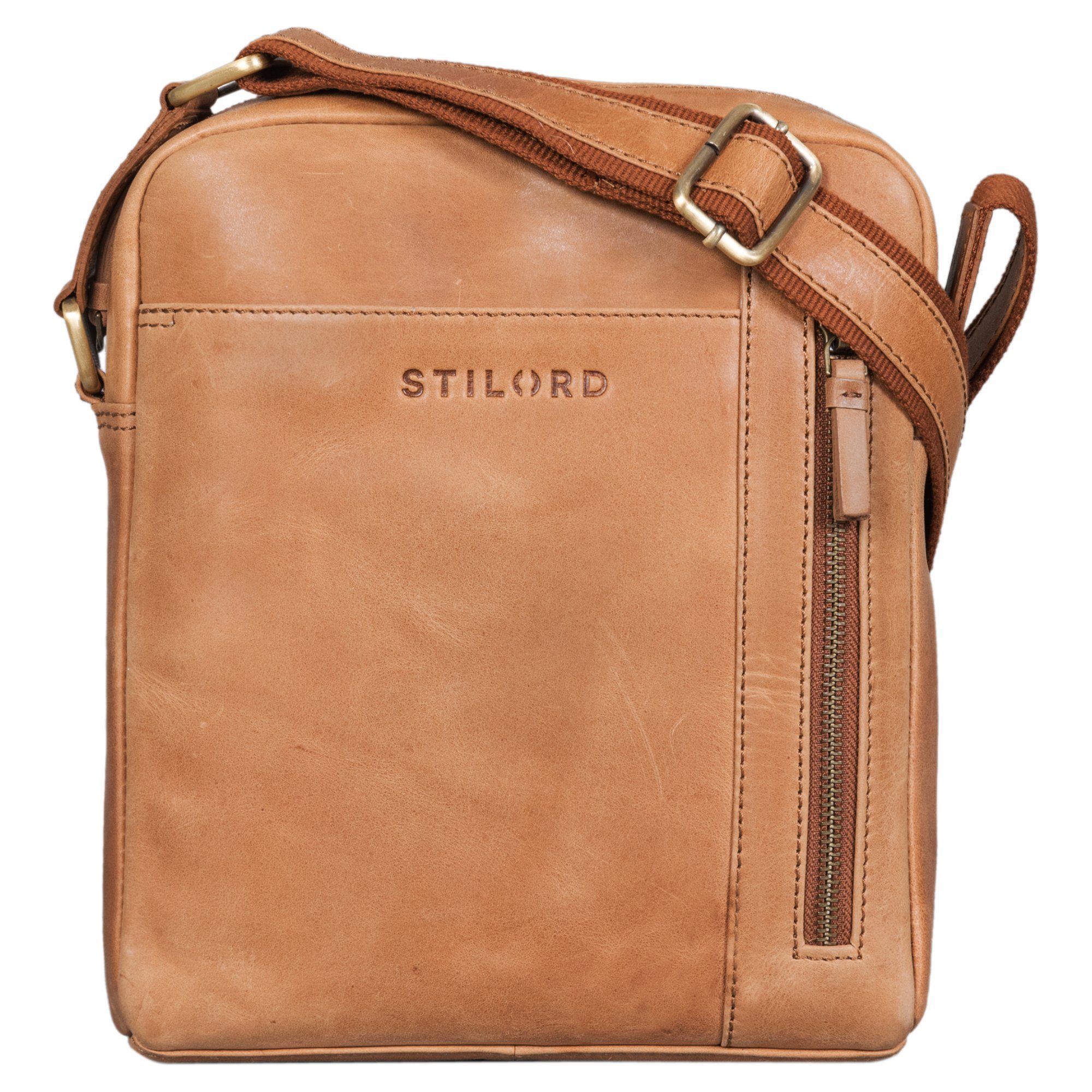 klein braun STILORD - Bag Messenger Leder Schultertasche Herren taranto "Clint" Luxuriöse