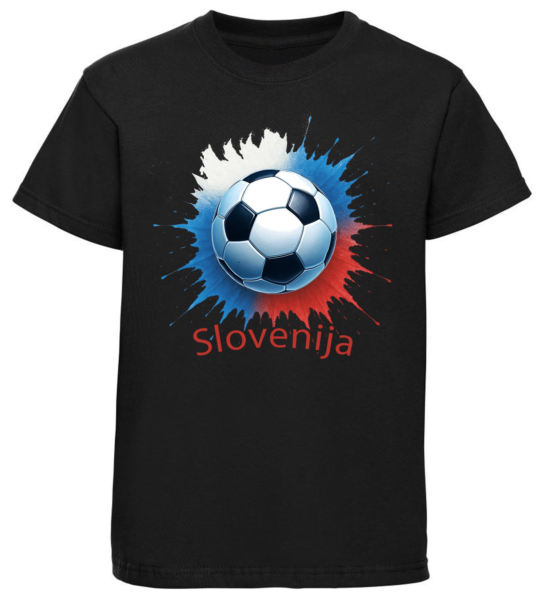 MyDesign24 T-Shirt Kinder Fussball Shirt - WM Shirt schwarz Kurzarm Fussball T-Shirt – Slowenien Fanshirt i688